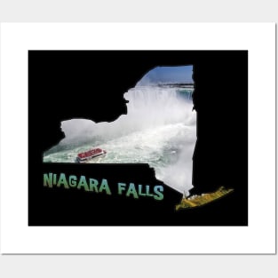 New York State Outline (Niagara Falls) Posters and Art